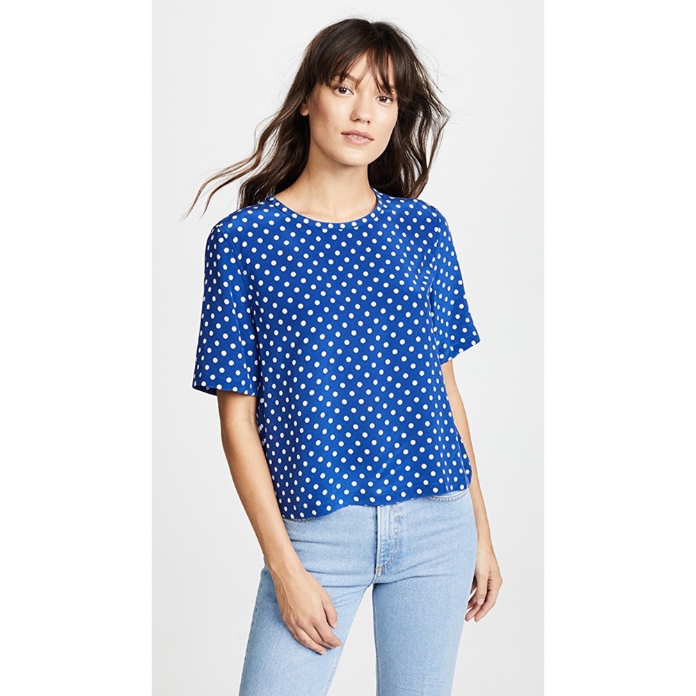 Equipment Blue Silk Polka Dot Blouse